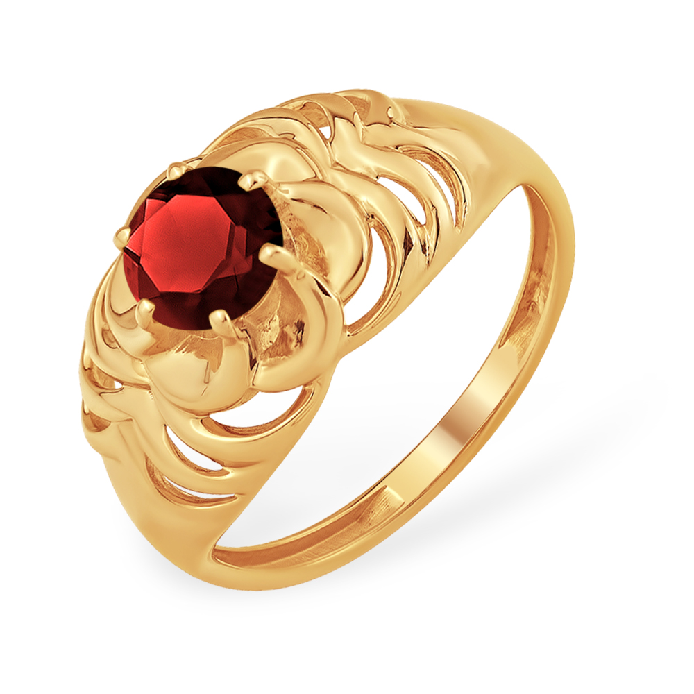Кольцо из красного золота 585 пробы с гранатом 210040001096
