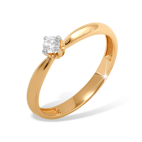 Кольцо из красного золота 585 пробы с бриллиантом 210010000113
