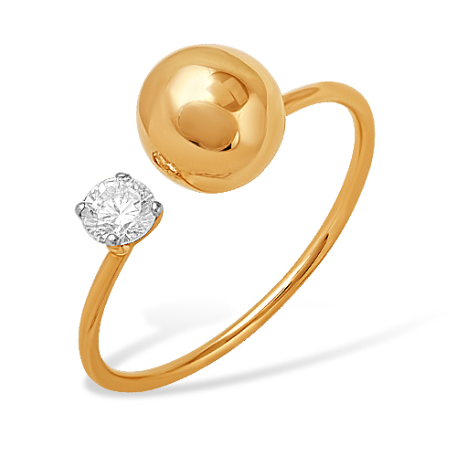 Кольцо из красного золота 585 пробы с бриллиантом 210010001357
