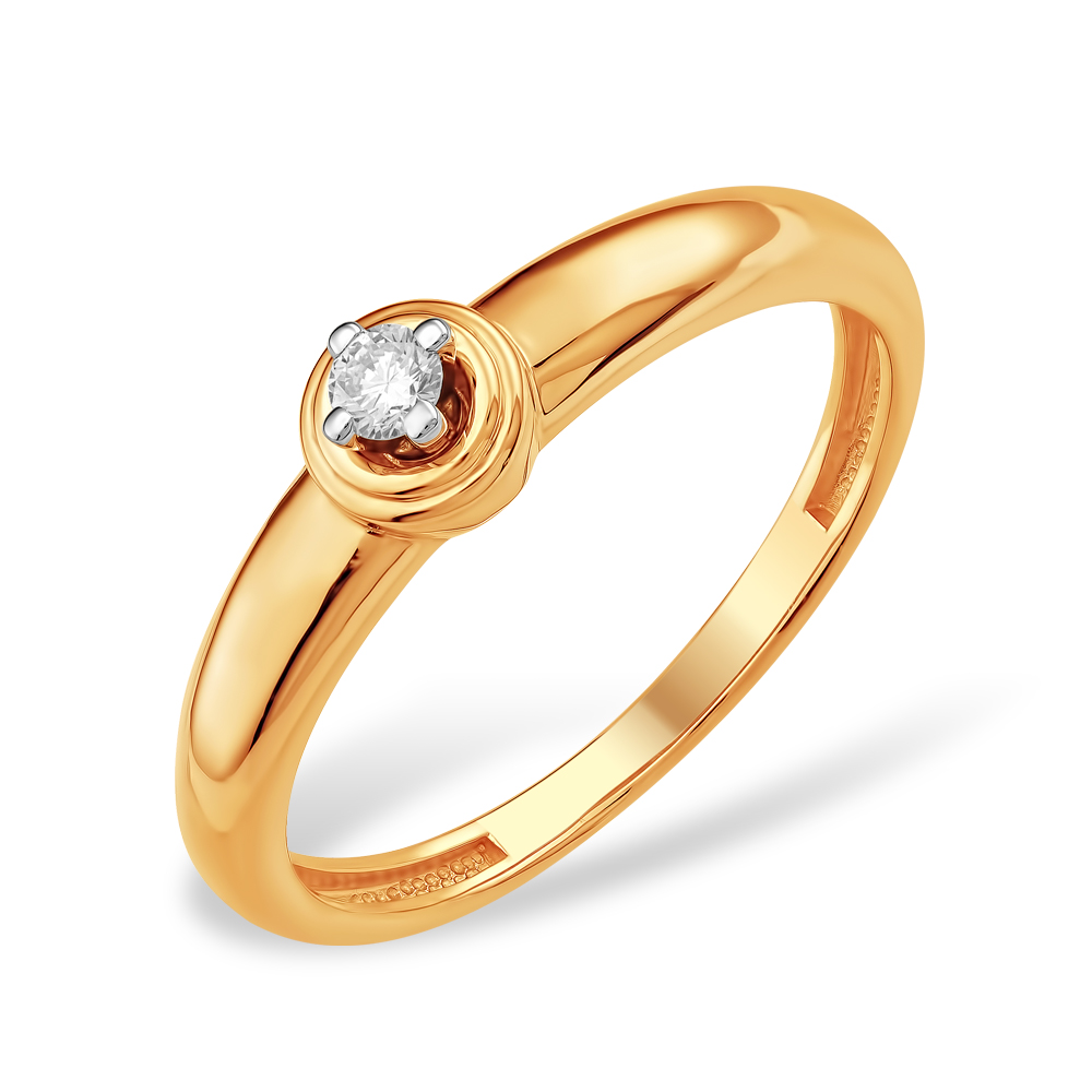 Кольцо из красного золота 585 пробы с бриллиантом 210010001566