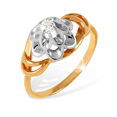 Кольцо из красного золота 585 пробы с бриллиантом 210010000127