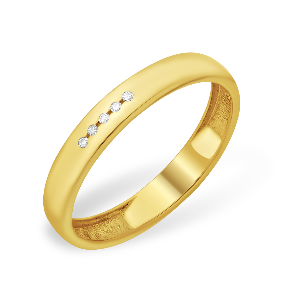 Кольцо из лимонного золота 585 пробы с бриллиантами 210010000590