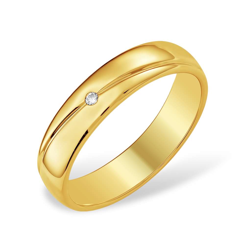 Кольцо из лимонного золота 585 пробы с бриллиантом 210010001515