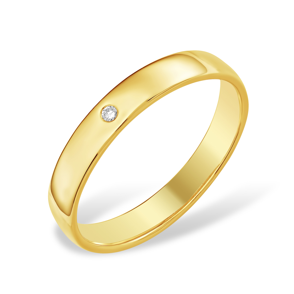 Кольцо из лимонного золота 585 пробы с бриллиантом 210010001520