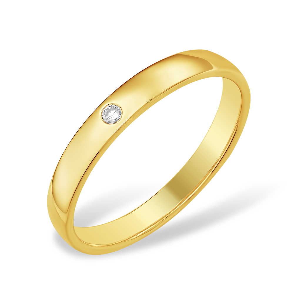 Кольцо из лимонного золота 585 пробы с бриллиантом 210010001528