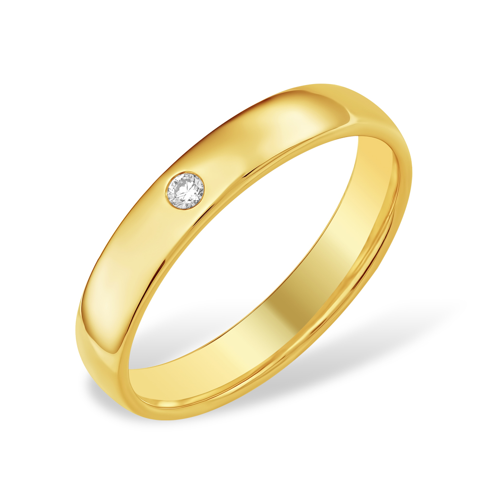 Кольцо из лимонного золота 585 пробы с бриллиантом 210010001516