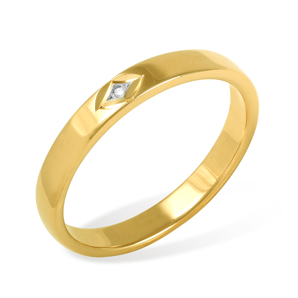 Кольцо из лимонного золота 585 пробы с бриллиантом 210010000591