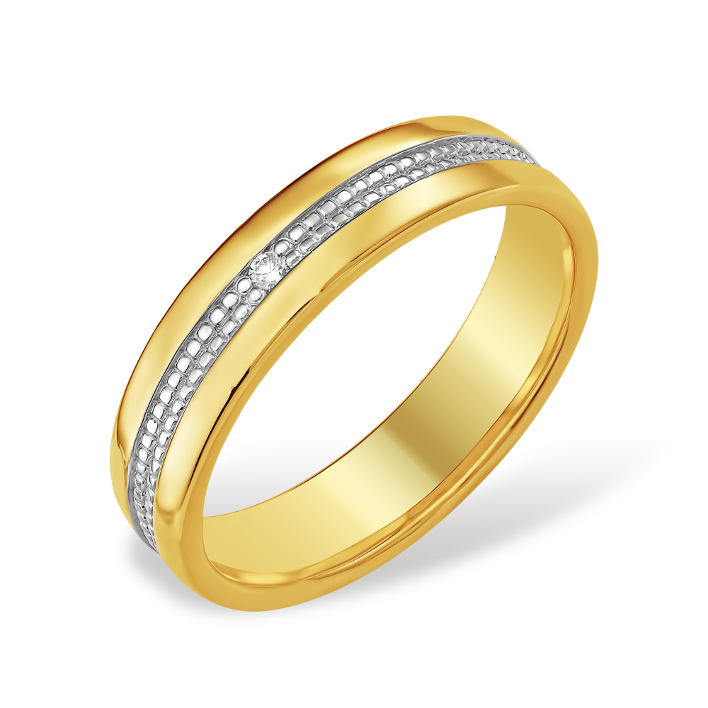 Кольцо из лимонного золота 585 пробы с бриллиантом 210010001611