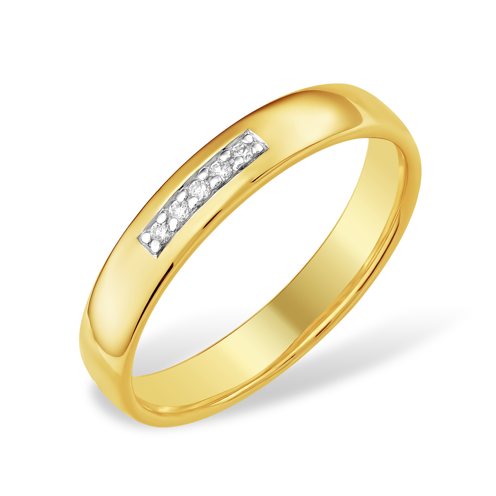 Кольцо из лимонного золота 585 пробы с бриллиантами 210010001535