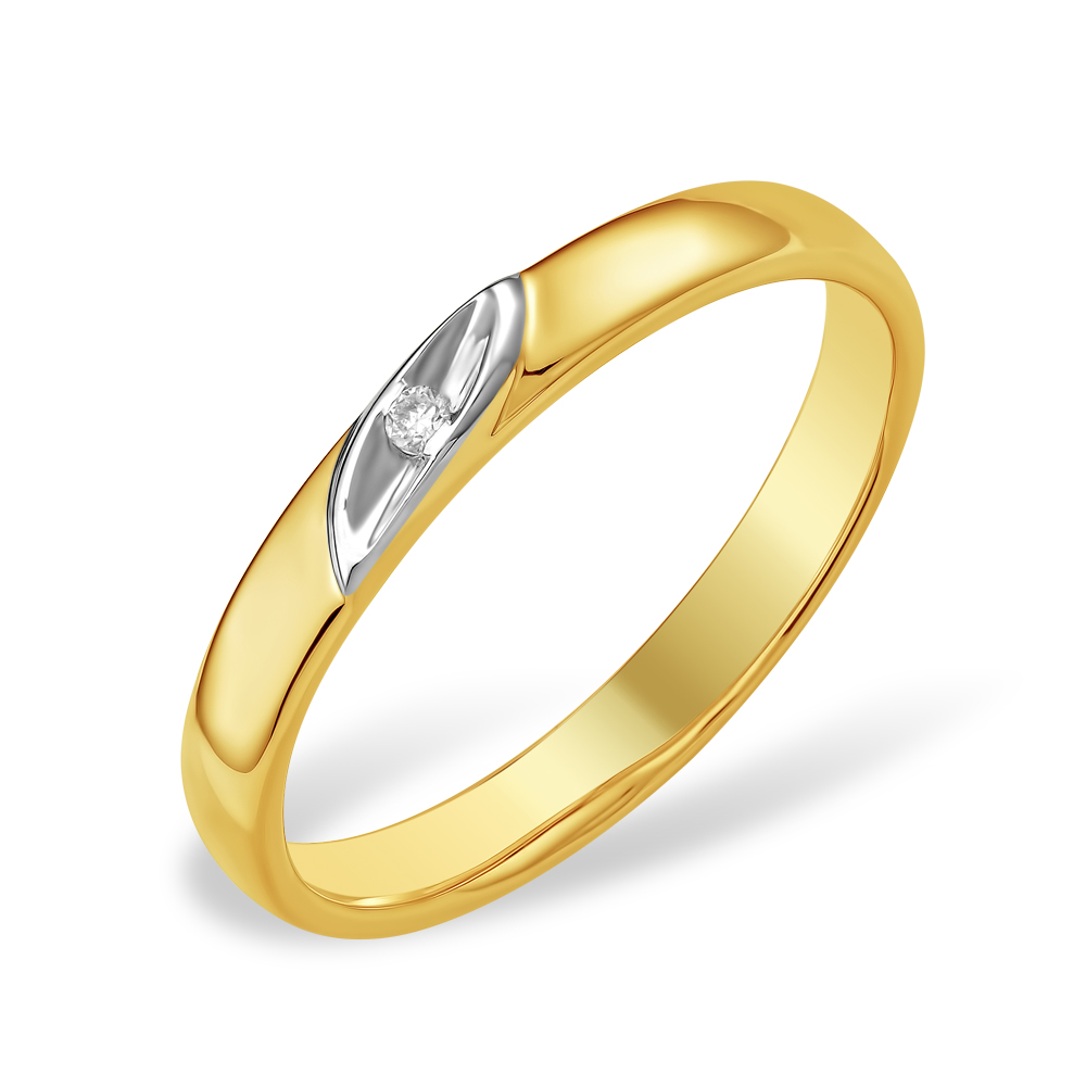 Кольцо из лимонного золота 585 пробы с бриллиантом 210010001531
