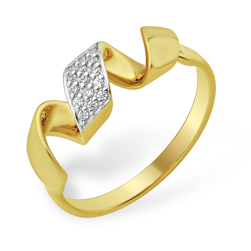 Кольцо из лимонного золота 585 пробы с фианитами 210020001612