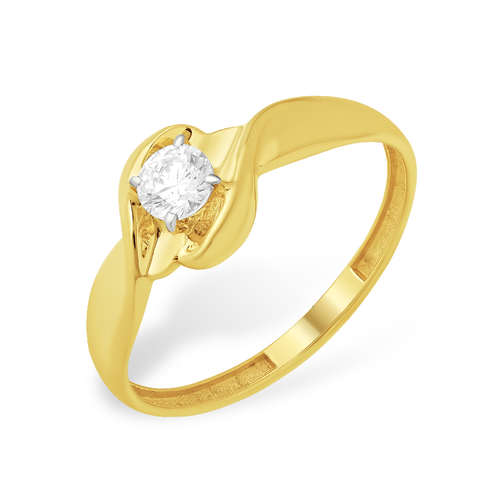 Кольцо из лимонного золота 585 пробы с фианитом 210020002646