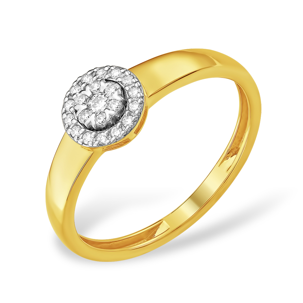 Кольцо из лимонного золота 585 пробы с бриллиантами 210010001456