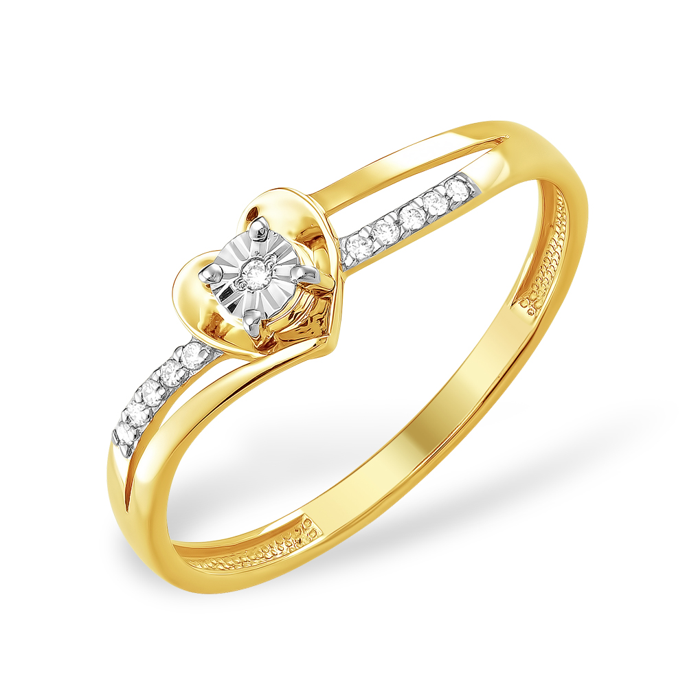 Кольцо из лимонного золота 585 пробы с бриллиантами 210010001386