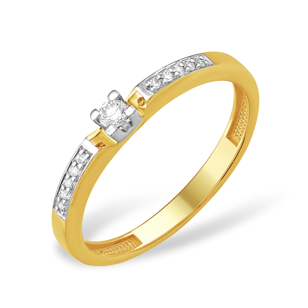 Кольцо из лимонного золота 585 пробы с бриллиантами 210010001675
