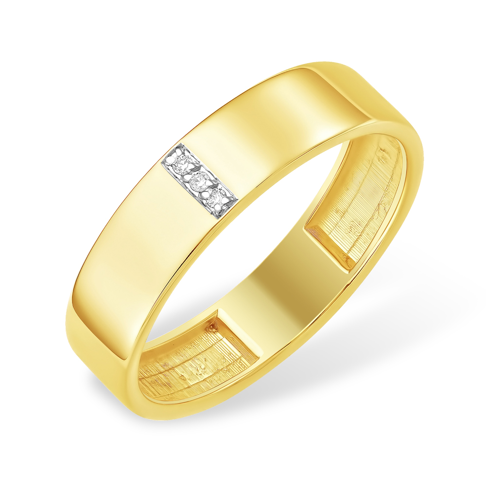 Кольцо из лимонного золота 585 пробы с бриллиантами 210010001780