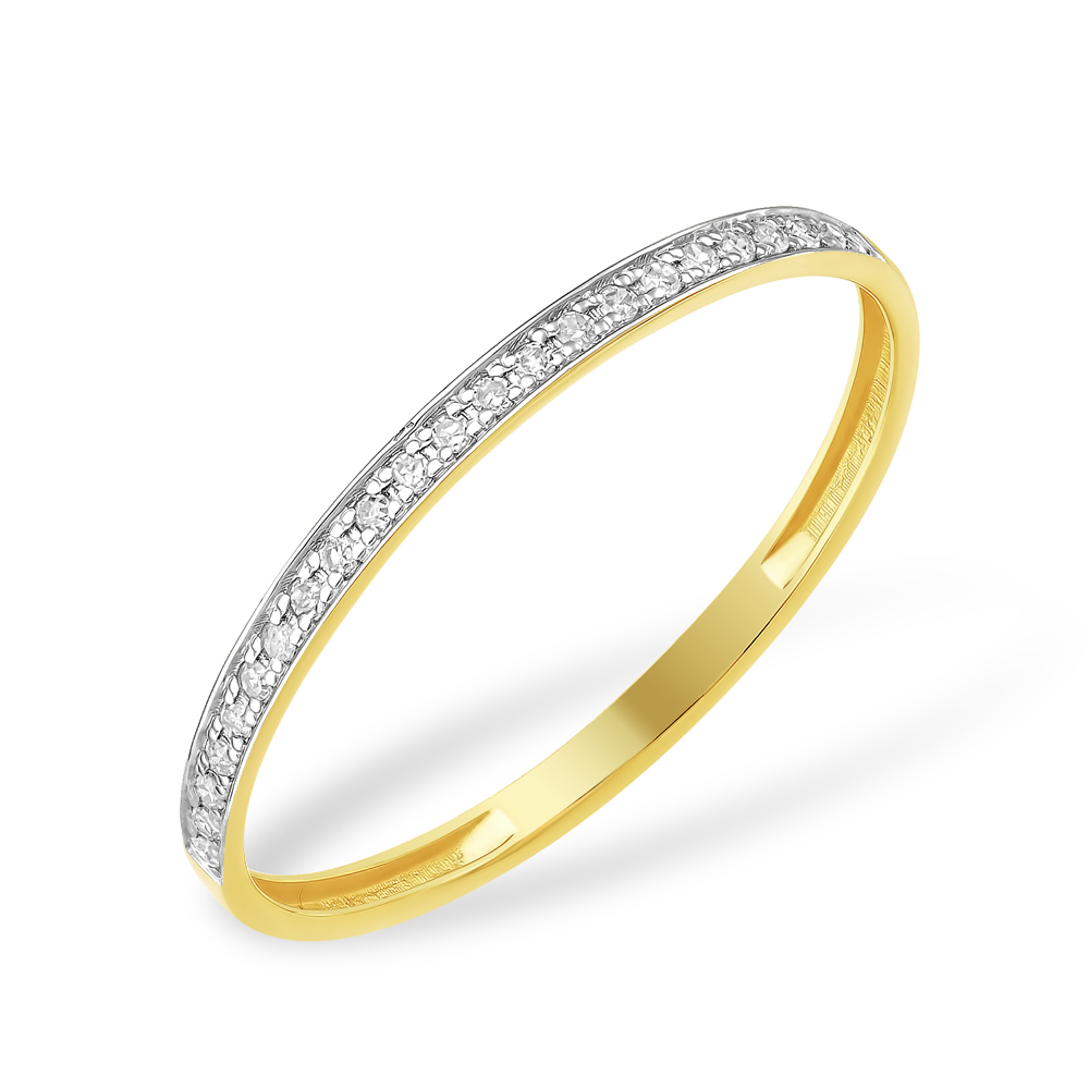 Кольцо из лимонного золота 585 пробы с бриллиантами 210010001781