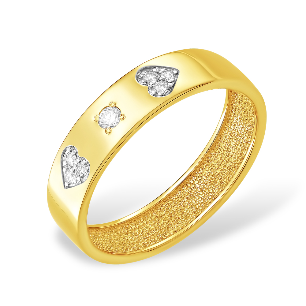 Кольцо из лимонного золота 585 пробы с бриллиантами 210010001320