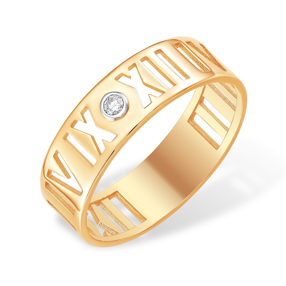 Кольцо из красного золота 585 пробы с бриллиантом 210010001789