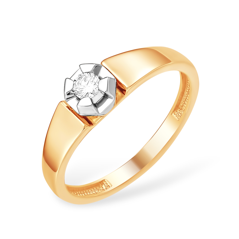 Кольцо из красного золота 585 пробы с бриллиантом 210010001794
