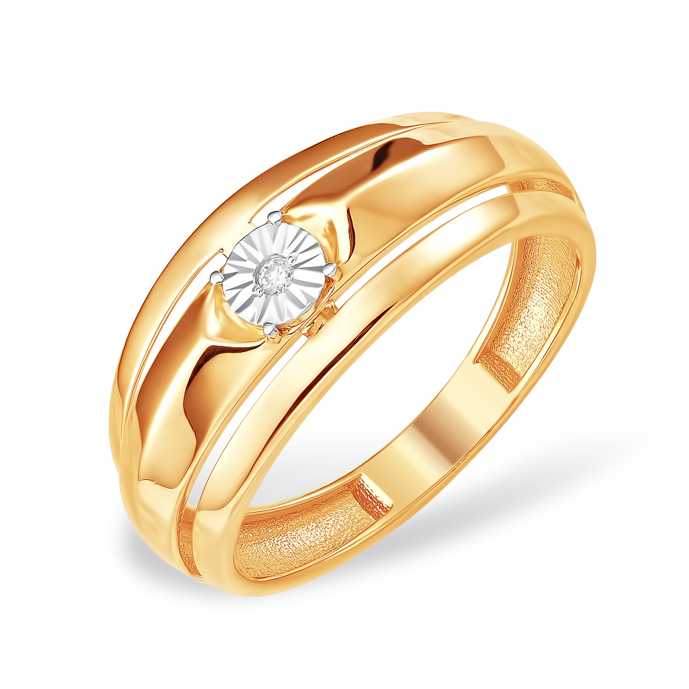 Кольцо из красного золота 585 пробы с бриллиантом 210010001866