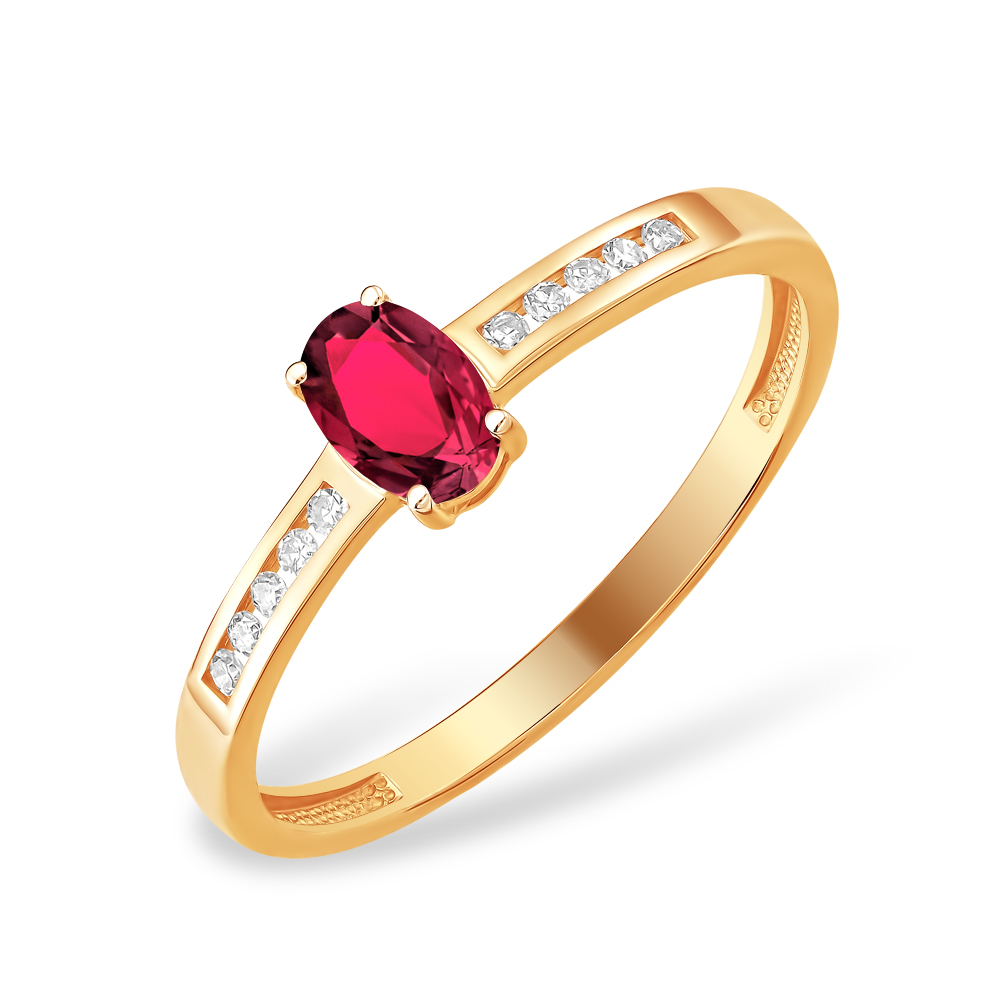Кольцо из красного золота 585 пробы с рубином гт и бриллиантами 210080000612
