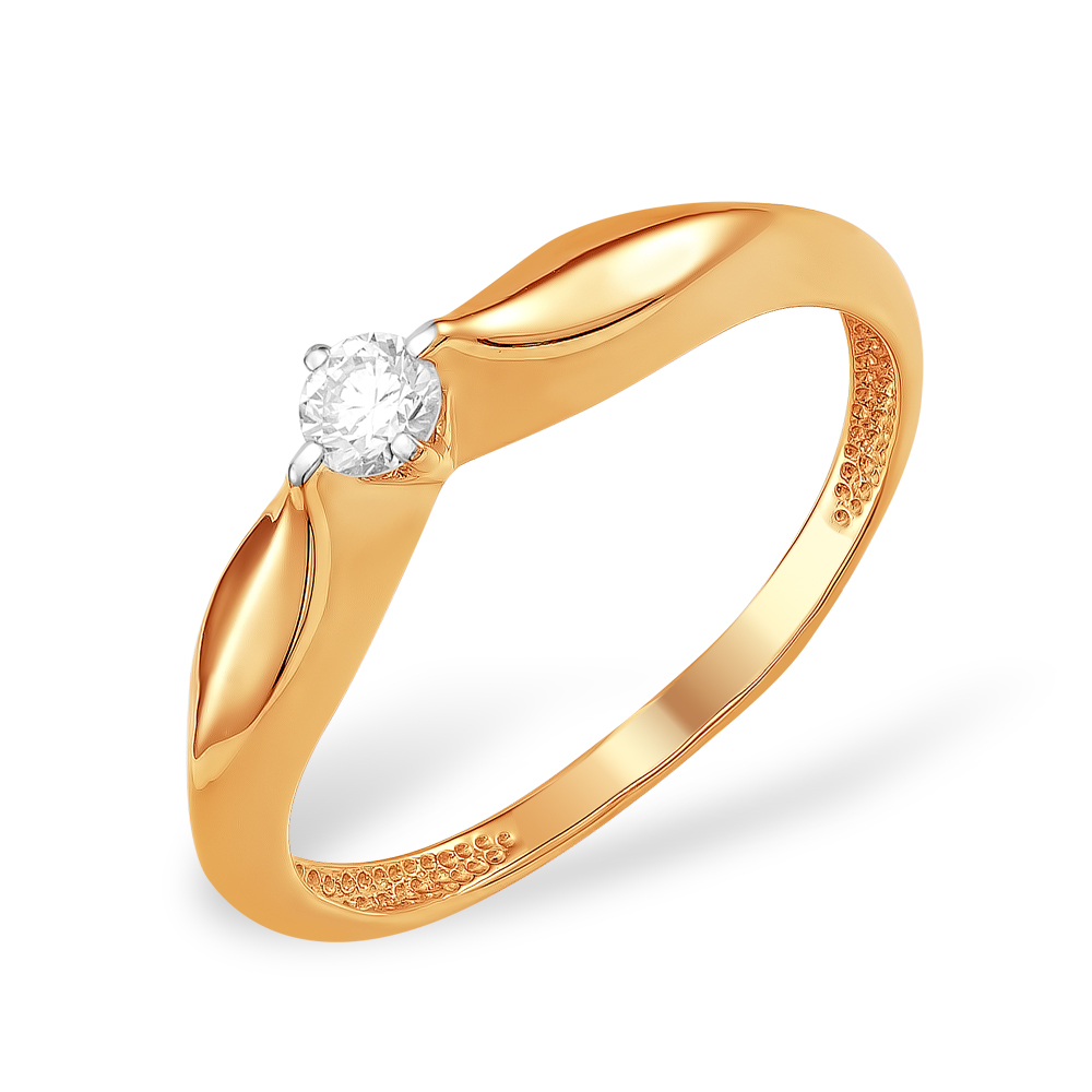 Кольцо из красного золота 585 пробы с бриллиантом 210010000133