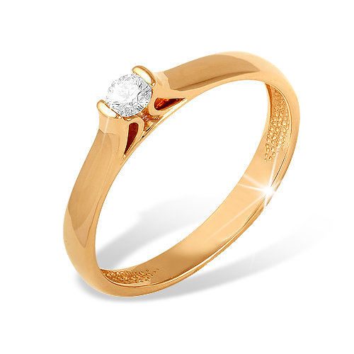 Кольцо из красного золота 585 пробы с бриллиантом 210010000195