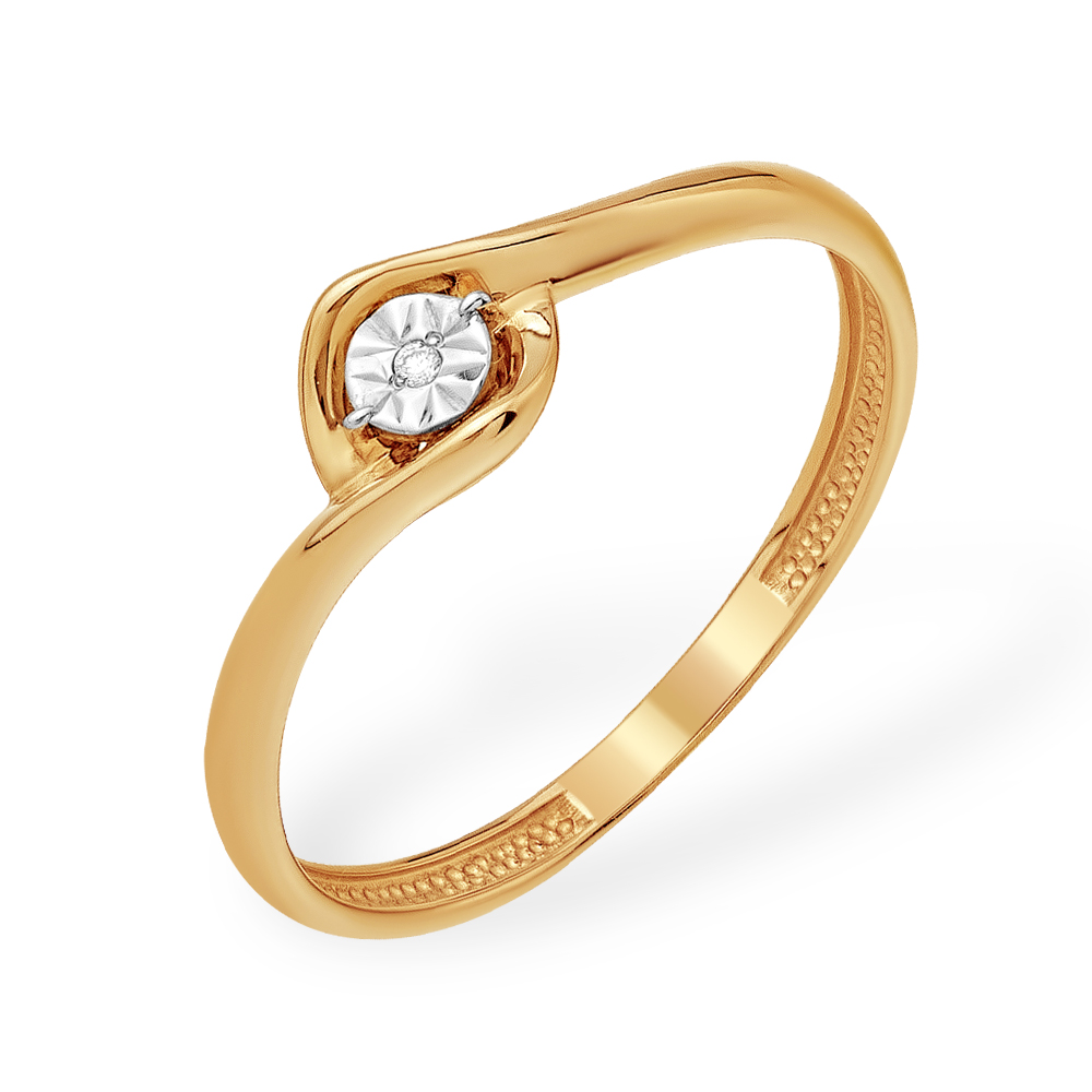 Кольцо из красного золота 585 пробы с бриллиантом 210010000261