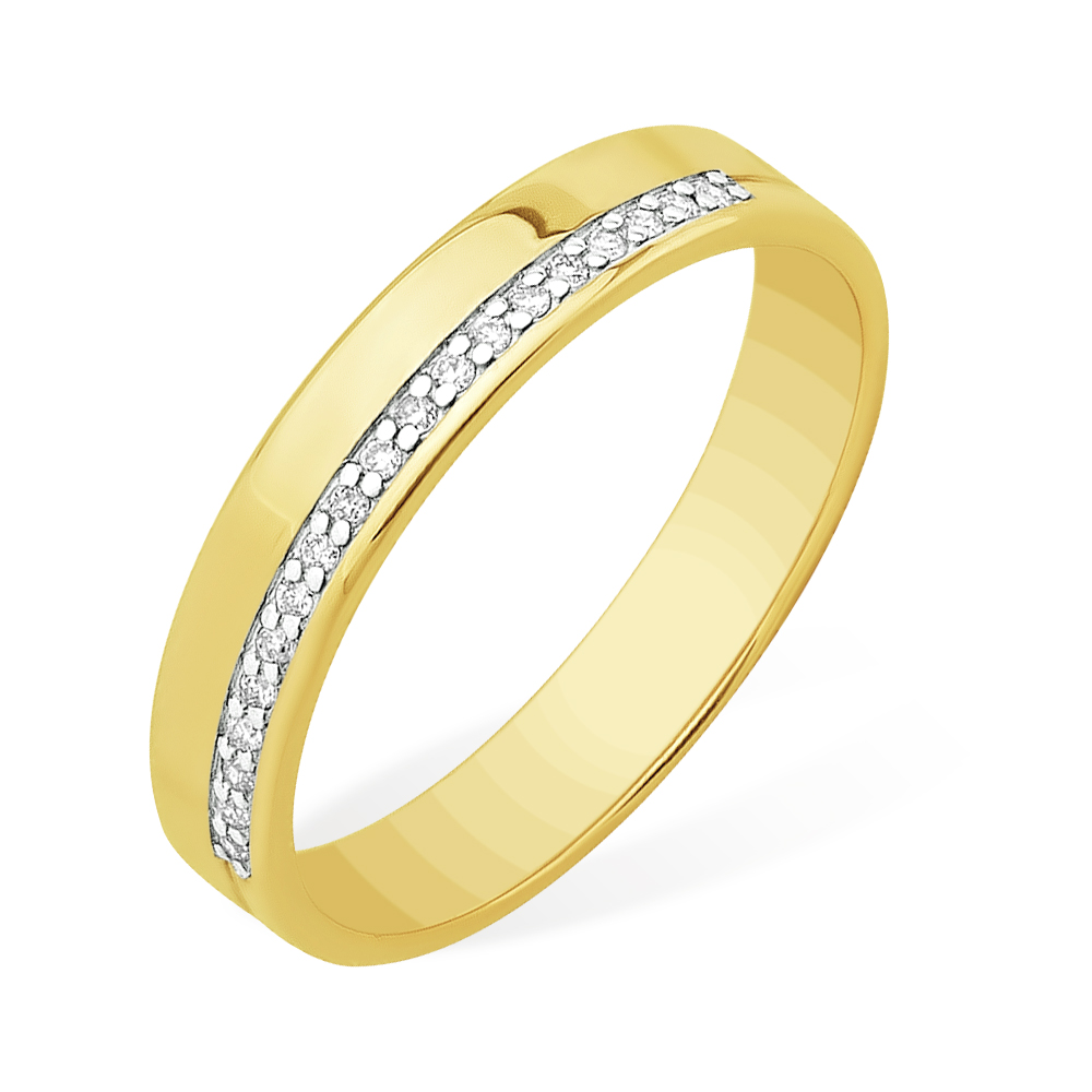 Кольцо из лимонного золота 585 пробы с бриллиантами 210010000568