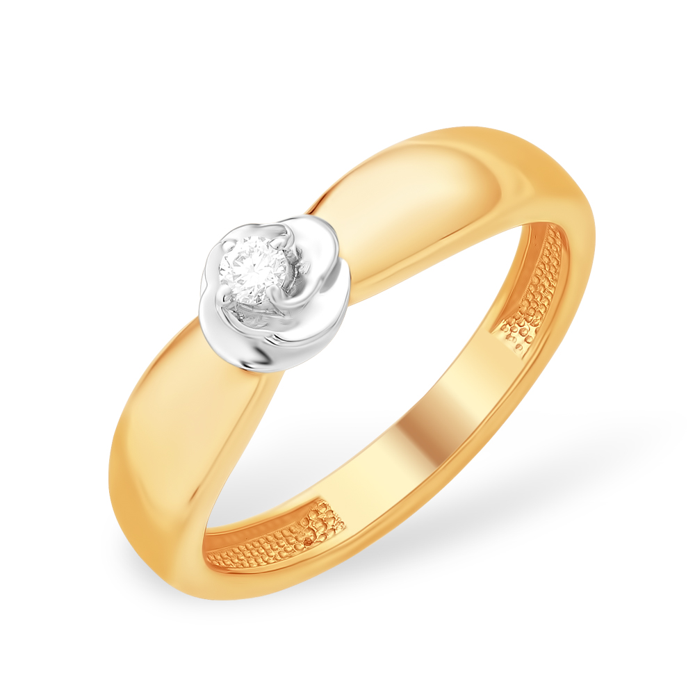 Кольцо из красного золота 585 пробы с бриллиантом 210010000983