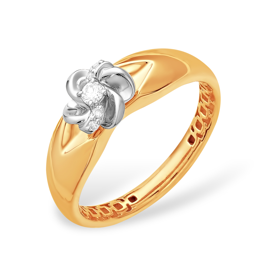 Кольцо из красного золота 585 пробы с бриллиантами 210010001107