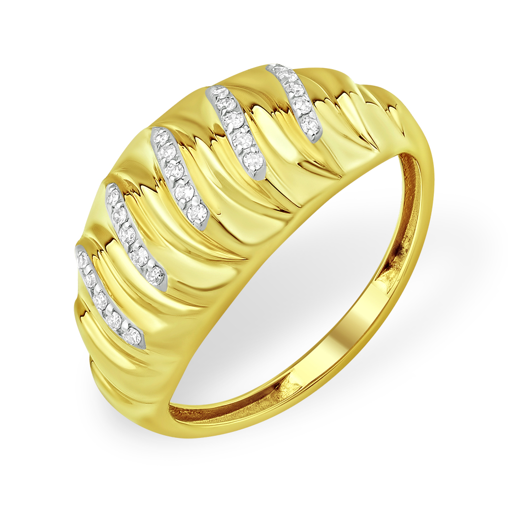 Кольцо из лимонного золота 585 пробы с фианитами 210020001615