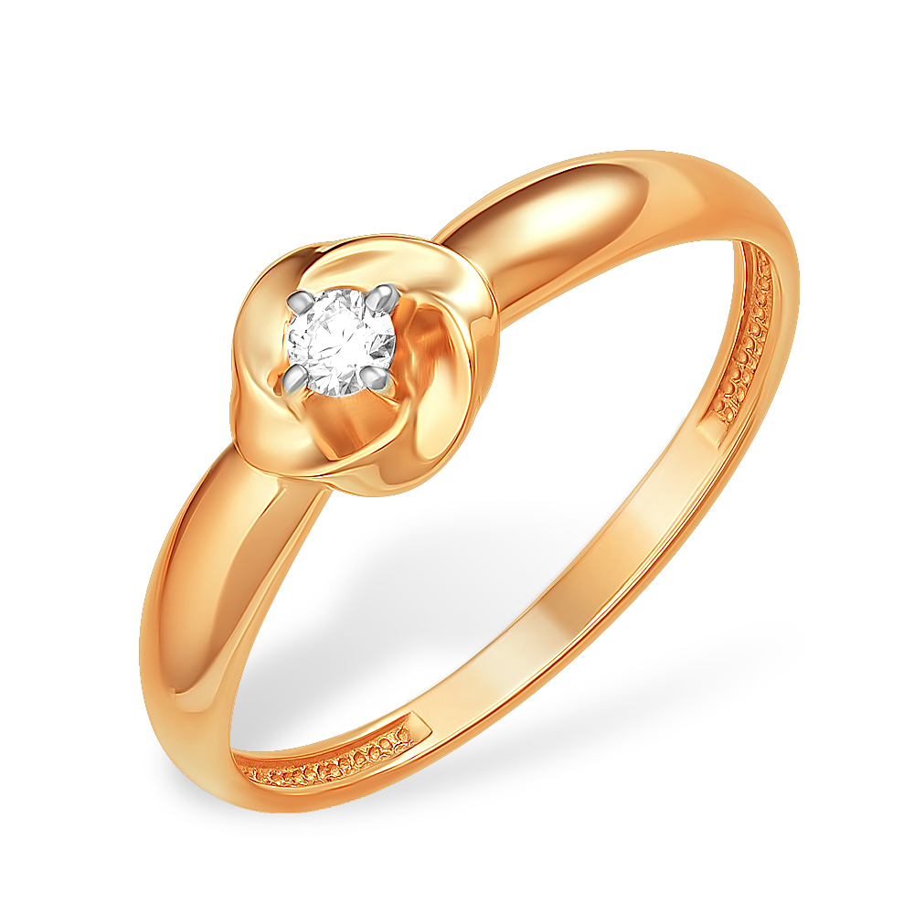 Кольцо из красного золота 585 пробы с бриллиантом 210010001708