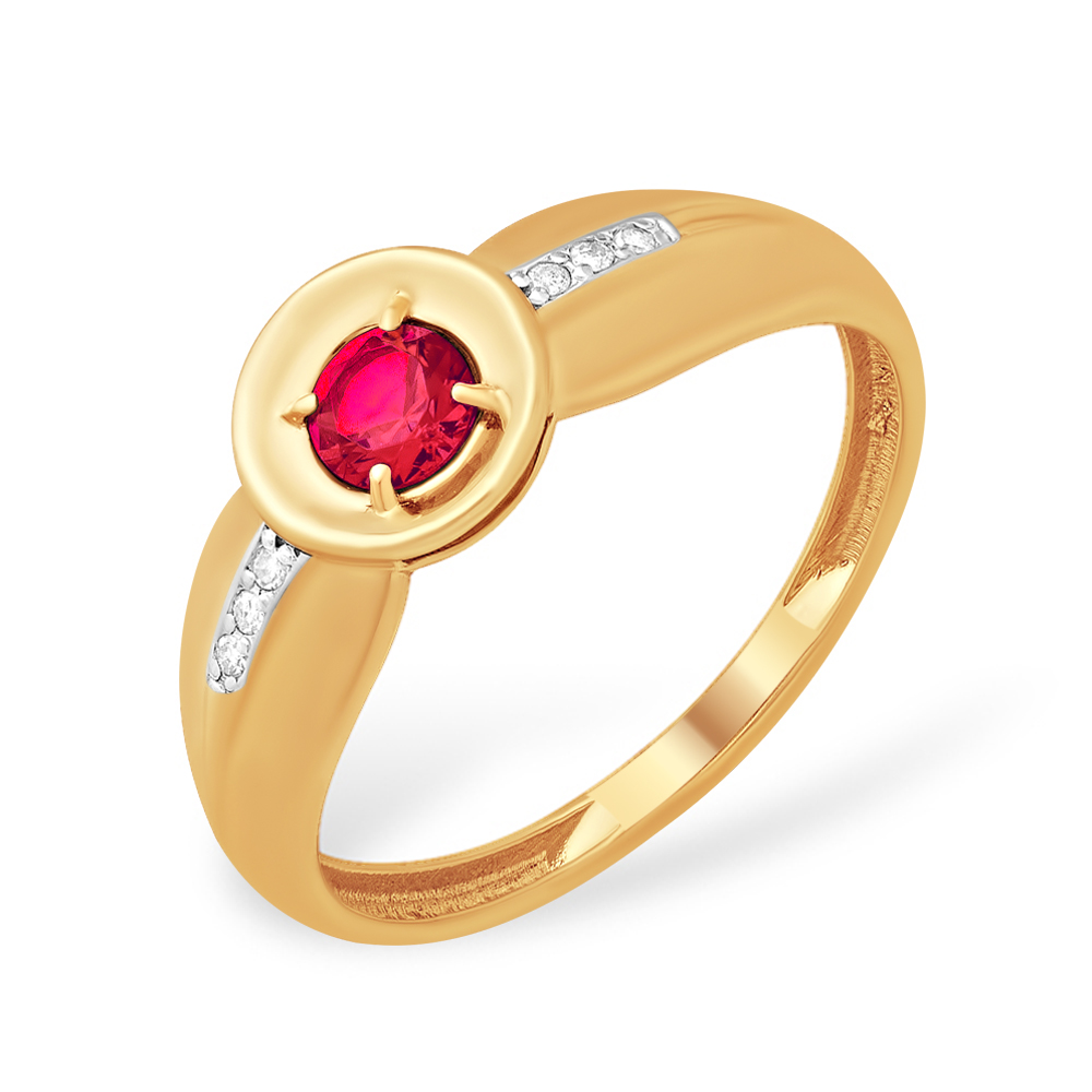 Кольцо из красного золота 585 пробы с рубином гт и бриллиантами 210080000226